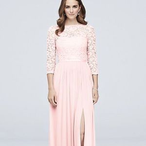 3/4-Sleeve Illusion Lace Mesh Bridesmaid Dress